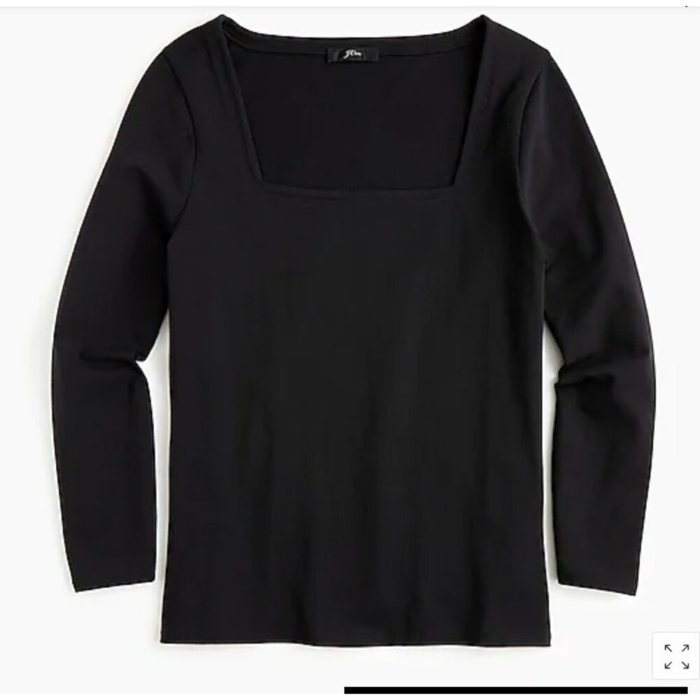 J. Crew Women's Ribbed stretch-cotton squareneck T-shirt Small BA414